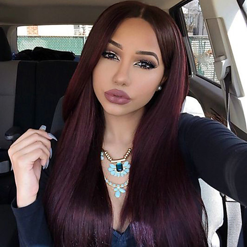 

130 density brazilian virgin hair lace front wigs straight hair 99j color human virgin hair lace wigs for fashion woman