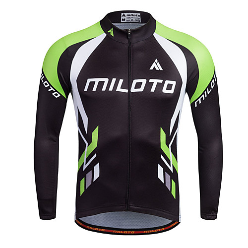 

Miloto Men's Long Sleeve Cycling Jersey Stripes Bike Shirt Sweatshirt Jersey Mountain Bike MTB Road Bike Cycling Breathable Quick Dry Reflective Strips Sports 100% Polyester Clothing Apparel
