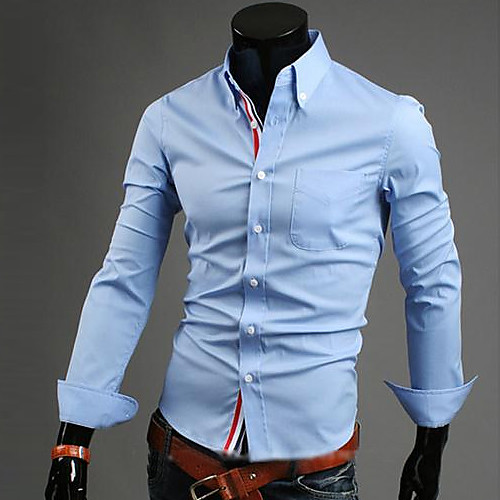 

Men's Plus Size Solid Colored Basic Shirt Business Daily Work Weekend Button Down Collar Wine / White / Black / Dark Blue / Light Blue / Spring / Fall / Long Sleeve