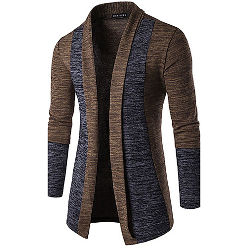 

Men's Solid Colored Cardigan Cotton Long Sleeve Slim Regular Sweater Cardigans V Neck Spring Dark Gray Brown Gray / Weekend