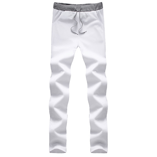 

Men's Traditional Daily Sports Going out Straight Slim Sweatpants Pants Solid Colored Full Length White Black Blue / Spring / Summer / Fall