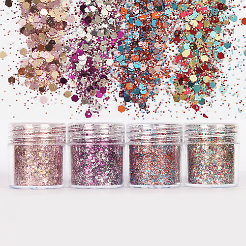

1 box 10ml mixed nail art glitter powder champagne gold silver sequins super makeup glitter nail powder set