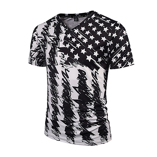 

Men's T shirt Striped Print Short Sleeve Daily Tops Streetwear Punk & Gothic Boho Black