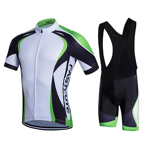 

Fastcute Men's Short Sleeves Cycling Jersey with Bib Shorts Bike Shorts Bib Shorts Bib Tights Jersey Jacket Clothing Suits, 3D Pad, Quick