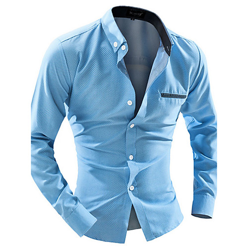 

Men's Shirt Solid Colored Long Sleeve Daily Tops Business White Navy Blue Light Blue