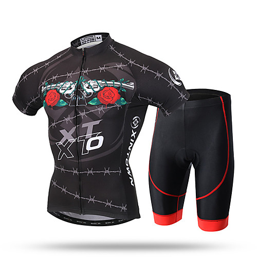 

XINTOWN Men's Short Sleeve Cycling Jersey with Shorts Black Bike Shorts Pants / Trousers Jersey Breathable Quick Dry Ultraviolet Resistant Back Pocket Limits Bacteria Sports Lycra Clothing Apparel