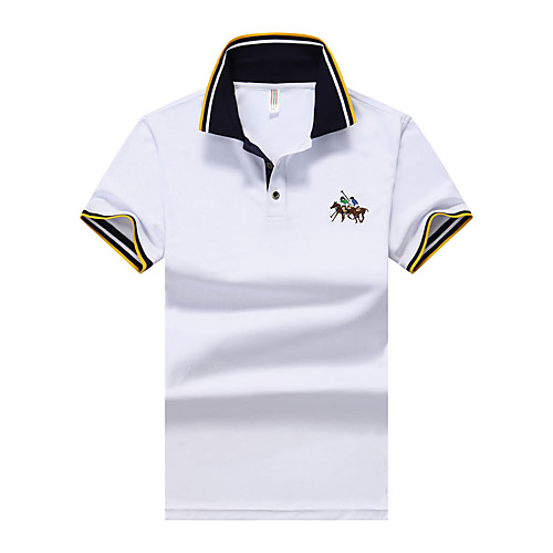 

Polo Solid Colored Embroidered Short Sleeve Daily Tops Cotton Active Streetwear White Blue Yellow
