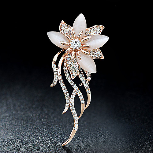 

Women's Brooches Flower Ladies Stylish Elegant Italian everyday Crystal Rhinestone Brooch Jewelry Gold For Party Casual