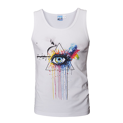 

Men's Tank Top Graphic Print Sleeveless Daily Tops Active White