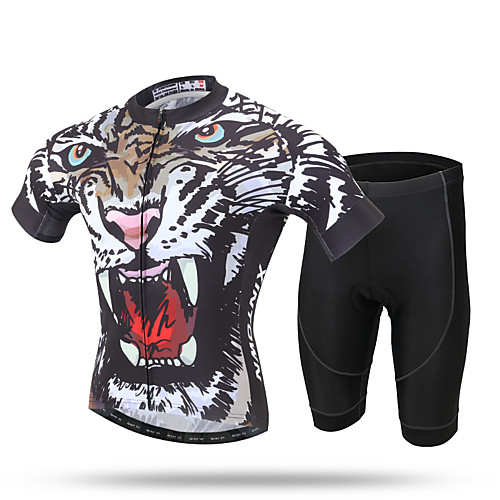 

XINTOWN Men's Short Sleeve Cycling Jersey with Shorts Yellow Animal Bike Shorts Jersey Clothing Suit Breathable 3D Pad Quick Dry Reflective Strips Sweat-wicking Sports Elastane Animal Clothing Apparel