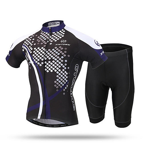 

XINTOWN Men's Short Sleeve Cycling Jersey with Shorts Black Bike Shorts Pants / Trousers Jersey Breathable Quick Dry Ultraviolet Resistant Back Pocket Limits Bacteria Sports Lycra Clothing Apparel