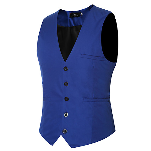 

Men's Daily / Work Spring / Summer / Fall Regular Vest, Solid Colored Long Sleeve Polyester Purple / Light Blue / Royal Blue / Slim