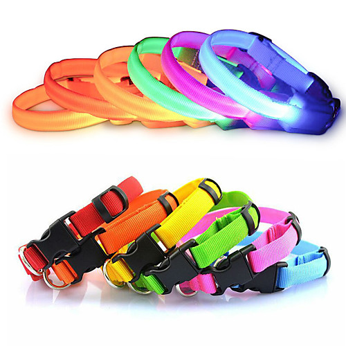 

Cat Dog Collar Light Up Collar Reflective LED Lights Adjustable / Retractable Batteries Included Electronic / Electric Strobe / Flashing Safety Solid Colored Rainbow Plastic Nylon White Yellow Red
