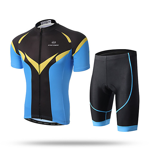 

XINTOWN Men's Short Sleeve Cycling Jersey with Shorts Black / Blue Bike Shorts Pants / Trousers Jersey Breathable Quick Dry Ultraviolet Resistant Back Pocket Limits Bacteria Sports Lycra Clothing