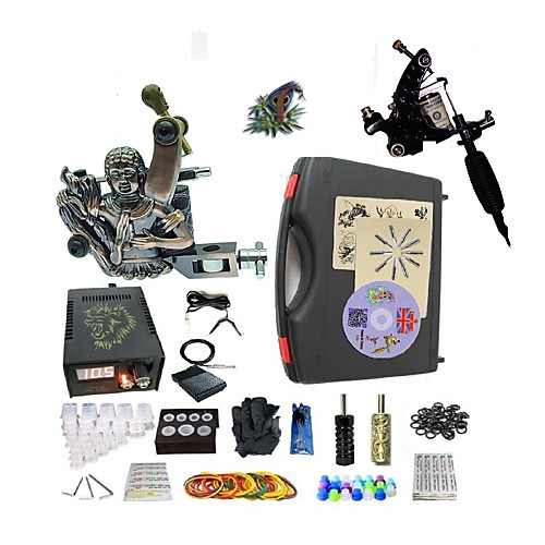 

BaseKey Professional Tattoo Kit Tattoo Machine - 2 pcs Tattoo Machines, Professional 20 W LED power supply 1 steel machine liner & shader / 1 alloy machine liner & shader / Case Included