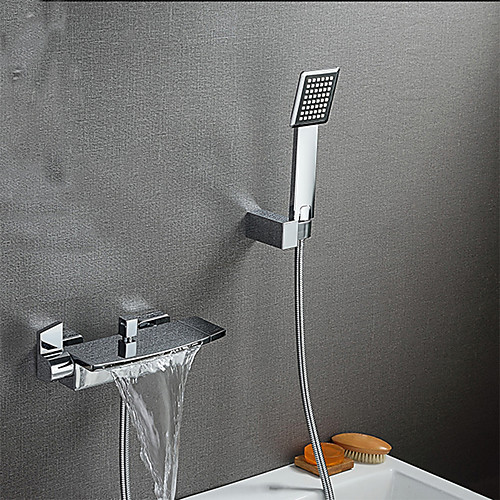 

Bathtub Faucet - Contemporary Chrome Tub And Shower Ceramic Valve Bath Shower Mixer Taps / Two Handles Two Holes