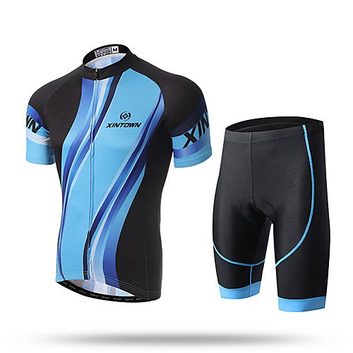 

XINTOWN Men's Short Sleeve Cycling Jersey with Shorts Black / Blue Bike Shorts Pants / Trousers Jersey Breathable Quick Dry Ultraviolet Resistant Back Pocket Limits Bacteria Sports Lycra Clothing