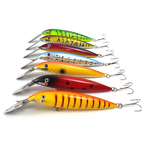 

7 pcs Fishing Lures Minnow lifelike 3D Eyes Floating Bass Trout Pike Sea Fishing Bait Casting Spinning