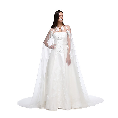 

Lace / Tulle Wedding / Party Evening Women's Wrap With Lace / Button Capes