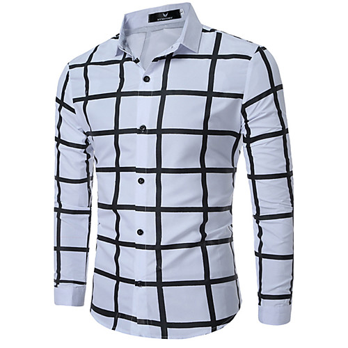 

Men's Shirt Plaid Solid Colored Color Block Plus Size Long Sleeve Daily Tops White Black Wine