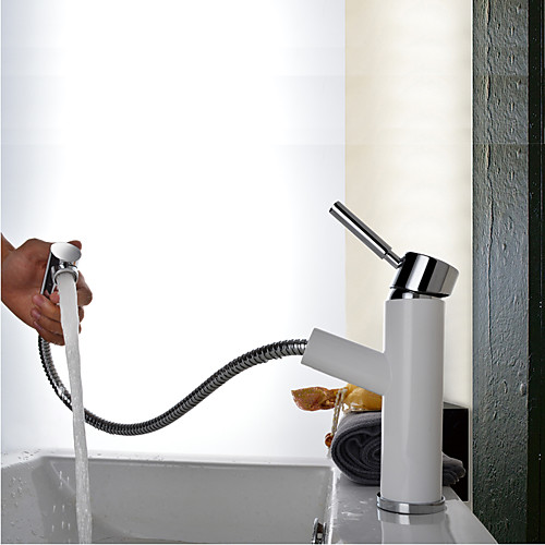 

Bathroom Sink Faucet - Pullout Spray Painted Finishes Centerset Single Handle One HoleBath Taps