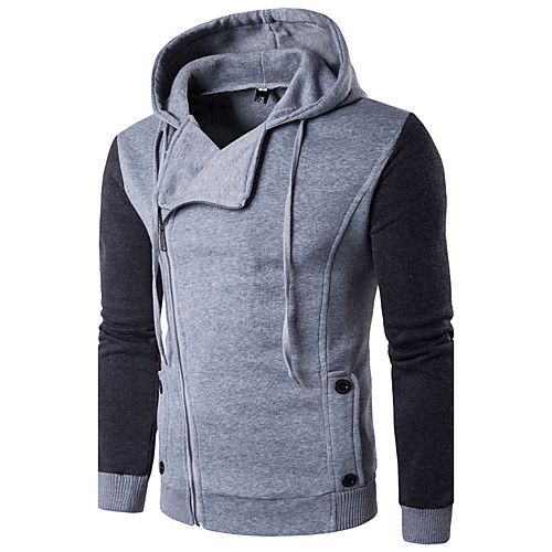 

Men's Hoodie Solid Colored Round Neck Daily Weekend Active Hoodies Sweatshirts Long Sleeve Slim Black Dark Gray Navy Blue / Spring