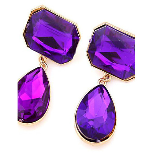 

Women's Cubic Zirconia Stud Earrings Drop Earrings Pear Cut Emerald Cut two stone Drop Ladies Fashion Cubic Zirconia Earrings Jewelry Purple / Screen Color / Dark Green For