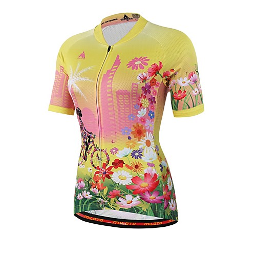 

Miloto Men's Women's Short Sleeve Cycling Jersey Floral Botanical Bike Jersey Top Sweat-wicking Sports Coolmax Mountain Bike MTB Road Bike Cycling Clothing Apparel / Stretchy