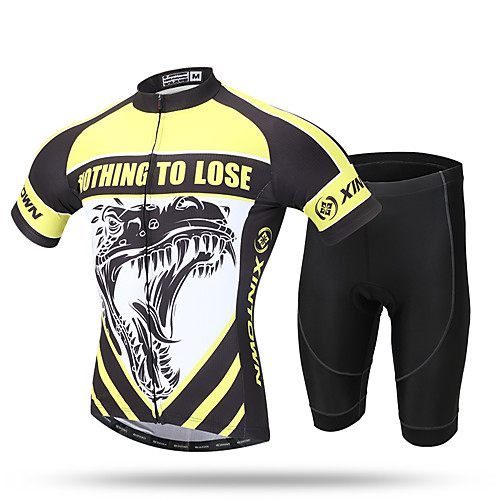 

XINTOWN Men's Short Sleeve Cycling Jersey with Shorts Yellow Animal Bike Shorts Jersey Clothing Suit Breathable 3D Pad Quick Dry Reflective Strips Sweat-wicking Sports Elastane Animal Clothing Apparel