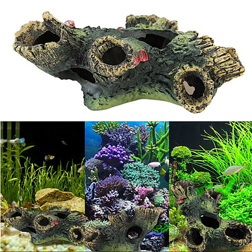 

Fish Tank Aquarium Decoration Fish Bowl Wood Driftwood Rock Outcrop Green Resin 1 pc