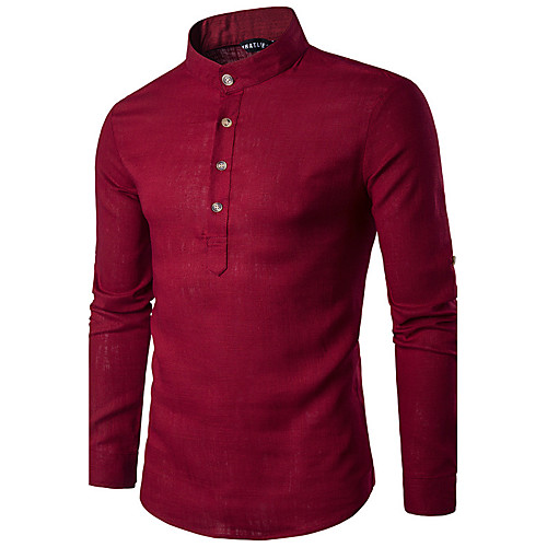 

Men's Shirt Solid Colored Long Sleeve Daily Tops White Black Red