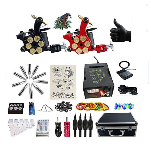 

BaseKey Professional Tattoo Kit Tattoo Machine - 2 pcs Tattoo Machines, Professional 20 W LED power supply 2 alloy machine liner & shader / Case Included