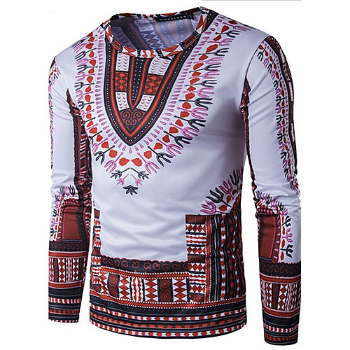 

T shirt Tribal Print Long Sleeve Daily Tops Boho Purple Red Yellow