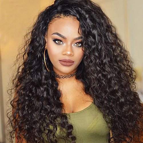 

Human Hair Lace Front Wig Brazilian Hair Kinky Curly Wig With Baby Hair 130% Natural Hairline / African American Wig / 100% Hand Tied Women's Short / Medium Length / Long Human Hair Lace Wig