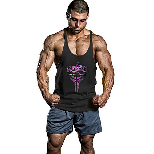 

Men's Tank Top Graphic Print Sleeveless Daily Tops Cotton Active White Black Yellow