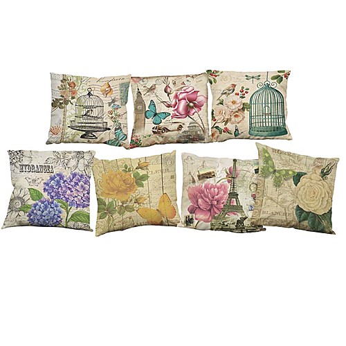 

7 pcs Linen Pillow Cover Pillow Case, Solid Colored Novelty Textured Casual Modern Contemporary Office / Business