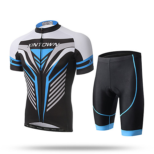 

XINTOWN Men's Short Sleeve Cycling Jersey with Shorts Black / Blue Bike Shorts Pants / Trousers Jersey Breathable Quick Dry Ultraviolet Resistant Back Pocket Limits Bacteria Sports Lycra Clothing