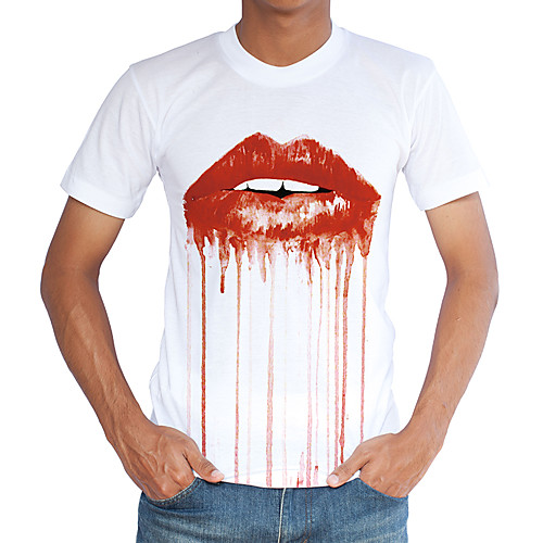 

Men's T shirt Print Short Sleeve Daily Tops Streetwear White