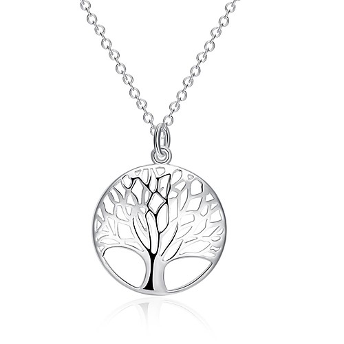 

Women's Pendant Necklace Statement Necklace Tree of Life Fashion Silver Plated Silver Necklace Jewelry For Daily