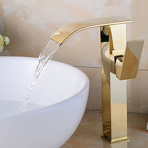 

Bathroom Sink Faucet - Pre Rinse / Waterfall / Widespread Nickel Brushed Centerset Single Handle One HoleBath Taps