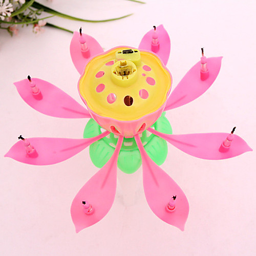 

Musical Lotus Flower Candles Happy Birthday Candle for Party Gift Lights Decoration