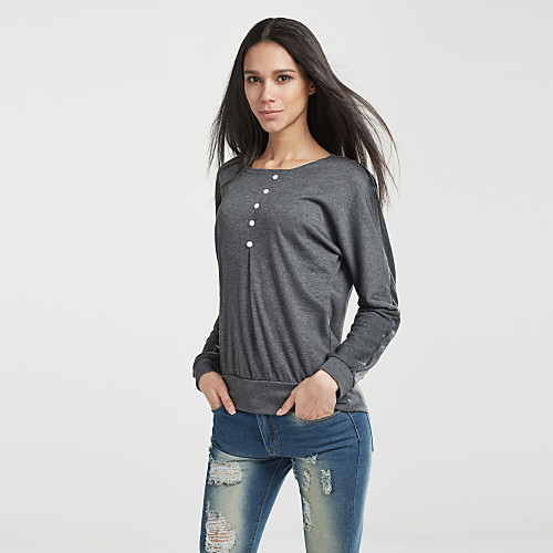 

Women's Daily Street chic Plus Size T-shirt - Solid Colored Black / Fall