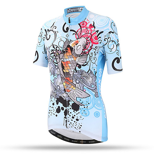 

XINTOWN Women's Short Sleeve Cycling Jersey LightBlue Plus Size Bike Top Mountain Bike MTB Road Bike Cycling Breathable Quick Dry Back Pocket Sports Clothing Apparel / Stretchy / Sweat-wicking