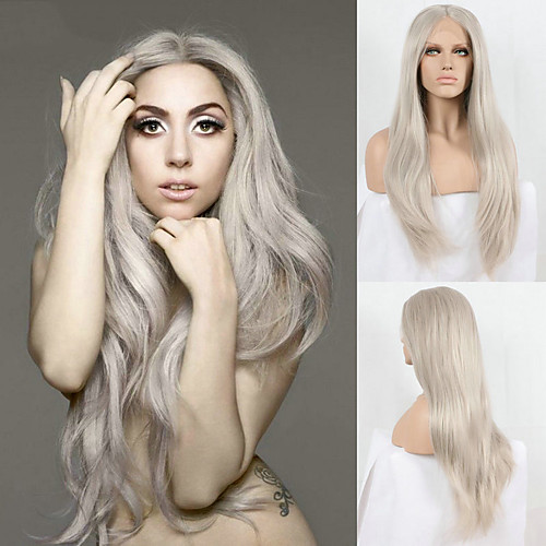 

Synthetic Lace Front Wig Natural Wave Gaga Natural Wave Lace Front Wig Long Grey Synthetic Hair Women's Natural Hairline Middle Part Gray