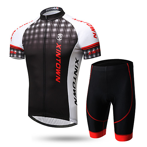 

XINTOWN Men's Short Sleeve Cycling Jersey with Shorts Lycra Black / Red 1# WhiteGray Gradient Bike Clothing Suit Breathable Quick Dry Ultraviolet Resistant Back Pocket Limits Bacteria Sports Gradient