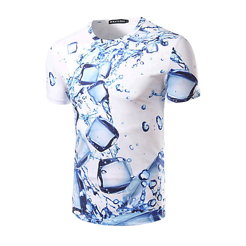 

Men's T shirt 3D Print Short Sleeve Daily Tops Basic White