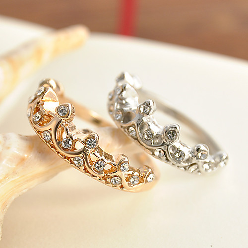 

Women's Ring Princess Crown Ring Gold Silver Zircon Alloy Ladies Classic Wedding Party Jewelry Princess