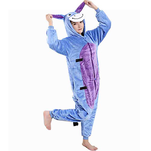 

Kid's Adults' Kigurumi Pajamas Donkey Onesie Pajamas Flannel Toison Blue Cosplay For Boys and Girls Animal Sleepwear Cartoon Festival / Holiday Costumes