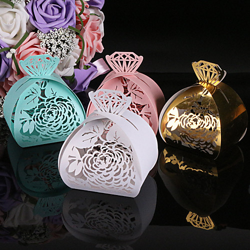 

Pearl Paper Favor Holder with Pattern Favor Boxes - 50