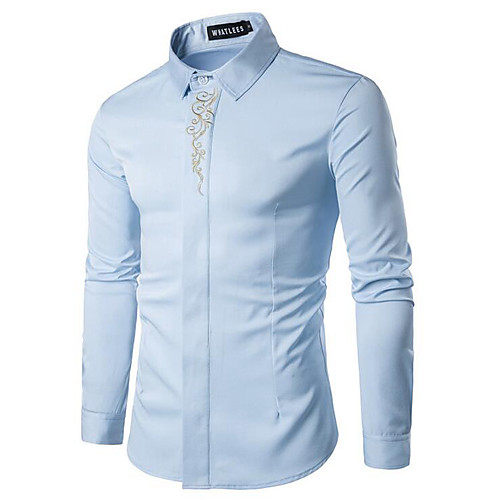 

Men's Shirt Solid Colored Print Long Sleeve Daily Tops White Black Wine